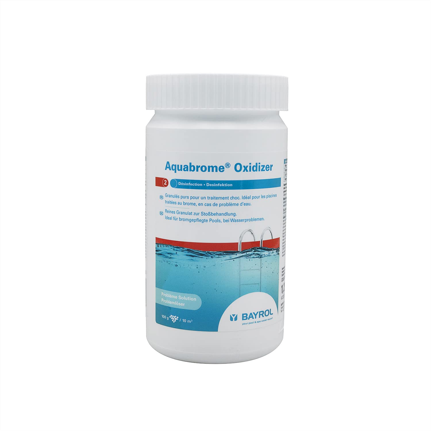 BAYROL AQUABROME Regenerator/Oxidizer - 1,25kg | Activateur de Brome - Oxygène Actif Choc - Désinfection Choc sans Chlore - Dissolution Rapide + 10 Tests HPS OFFERTS 6 en 1