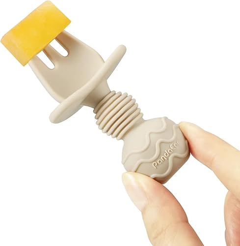 Miniatura 3 de PandaEar Juego de 6 cucharas y tenedores de silicona para bebés, antiestrangulamiento, primeros utensilios de autoalimentación para bebés de 3