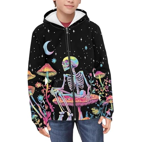 Image of Unisex Zipper Sweatshirt Boys Girls Hooded with 2 Pocket Pullover Hoodies for 6-16Y Kids