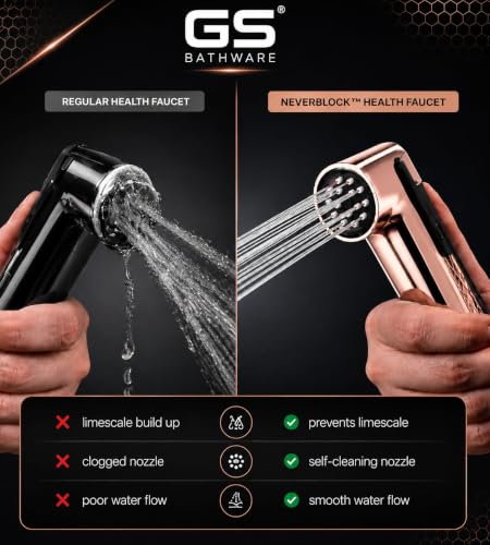 Image of Premium Plus Rose Gold Health Faucet Complete Set | High Pressure Jet Spray for Toilet | 1 Meter Hose Pipe & Wall Hook | Self Cleaning Faucet | Rose Gold Finish