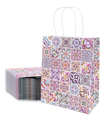 Image of Gitanjali Paper Curves Gift Bags- 10pcs 8x4x10 inch Small-Medium Paper Bags For Return Gifts - Paper Gift Bag - Carry Bags For Gifting - Goodie Bags - Disposable Paper covers (Medium-Moraccan, Pack of 10)