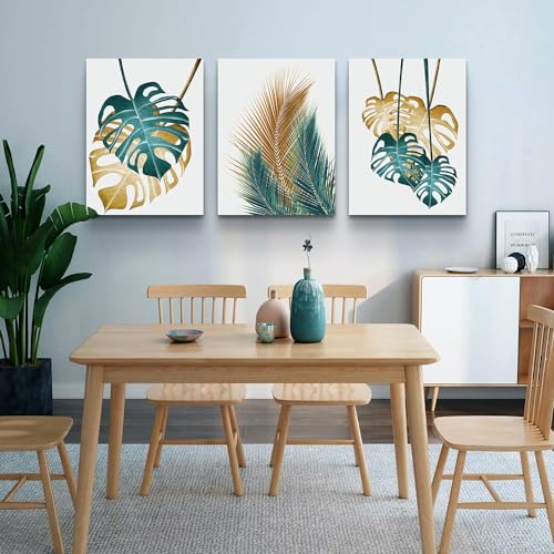 DZRWUBHS Large Framed Wall Art For Living Room Abstract Wall Decoration Art For Bedroom Kitchen Decor Leaves Wall Painting Modern Wall Pictures Artwork Office Canvas Prints Dining Room Home Decor