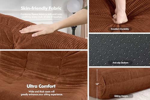 Image of Bean Bag Chair,Giant Beanbag Chairs for Adults,Comfy Large Fireside Chair Lazy Sofa,Corduroy Bean Bag Lounger with Memory Foam Filled,Floor Sofa Couch for Home,Living Room (Brown, 3-Seater)