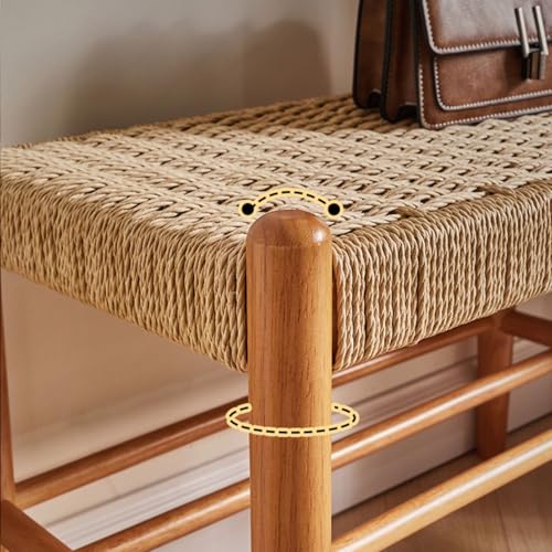 Banc d'entrée solution rangement chaussures avec coussin en corde tressée - 5