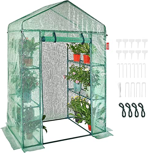 Vevor Walk-In Green House, 55.5 X 29.3 X 80.7 Inch, Portable Greenhouse With Shelves, High Strength Pe Cover With Roll-Up Zipper Door And Steel Frame, Set Up In Minutes, For Planting And Storage #TOP4