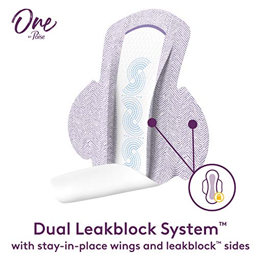 Image of One by Poise Feminine Pads with Wings (2-in-1 Period & Bladder Leakage Pad for Women), Regular, Heavy Absorbency for Period Flow, Light Absorbency for Bladder Leaks, 18 Count