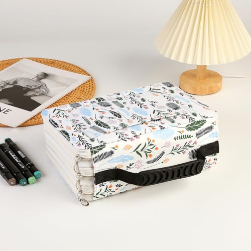 Image of 102 Slots Marker Pen Organizer Case w /Handle | Portable Multilayer Holder for Watercolor Pencils & Gel Pen Markers for Artists, Sketching, Drawing