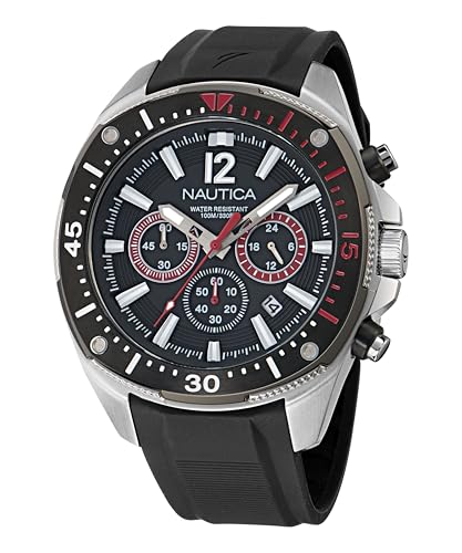Nautica Homme Montre Anti Rayure Quartz Bracelet Silicone Confort