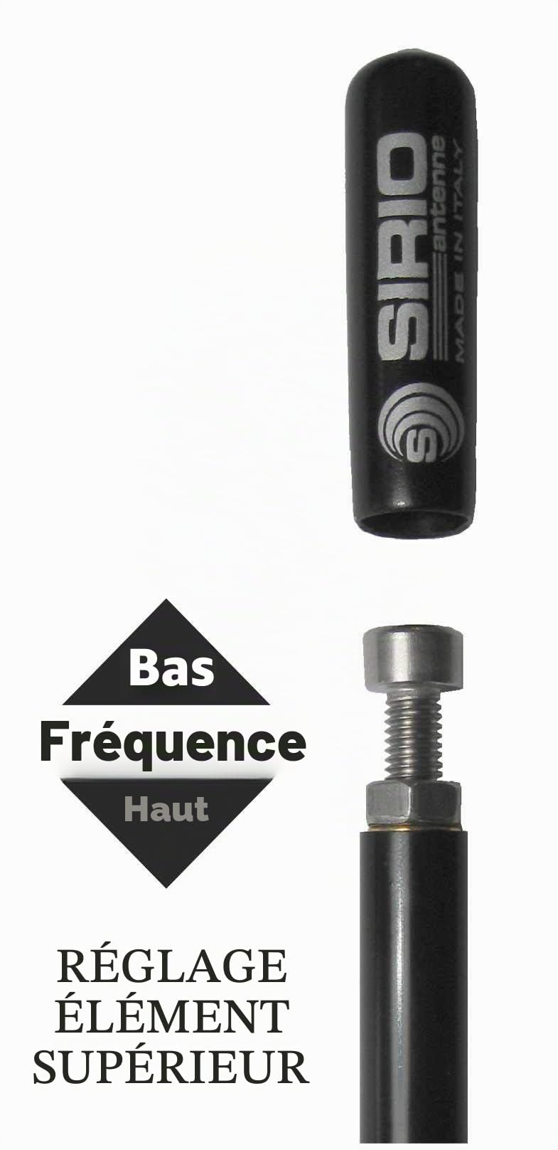 SIRIO antenne New Delta 27M-95, antenne CB véhicule, fréquence 26,7 – 27,3 MHz, Puissance maximale 100 W (CW) Short Time, Stylet en Fibre Noire avec Ressort, inclinable 180 °, Hauteur 0,95 m, câble 4