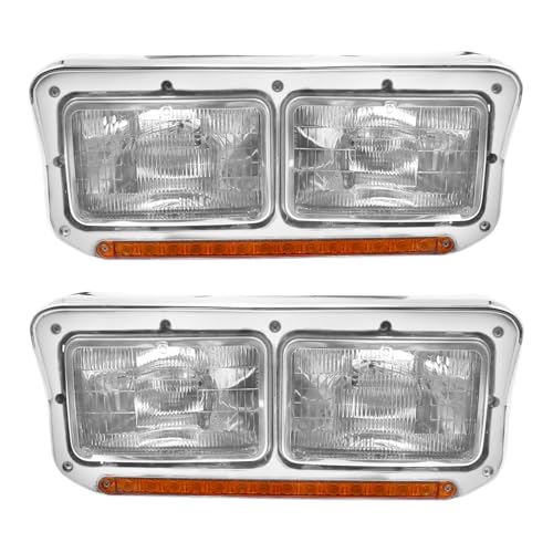 LEAVAN Headlights Assembly Fit for Kenworth T400 T600 T800 W900 K100 C500 Peterbilt 378 379 Western Star 4900 (with LED DRL)