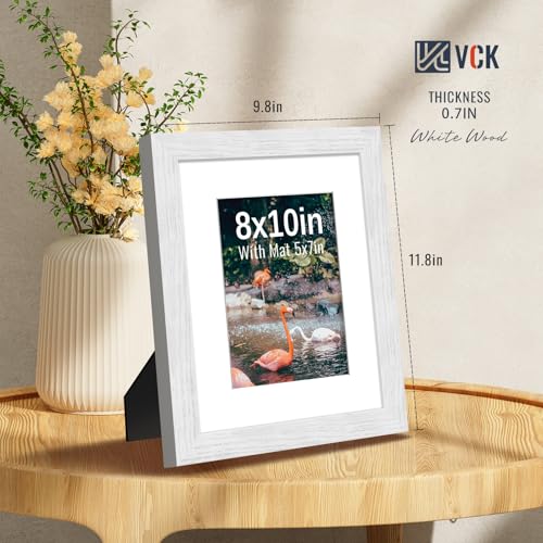 Image of VCK 8x10 Picture Frame 5 Pack, White Exclusive Wood, HD Glass, for Photo