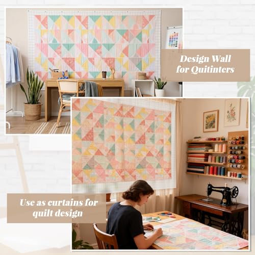 Image of Buryeah 1 Pcs Quilt Design Wall, White, 106 x 60 Inches, 2 in Grid Lines