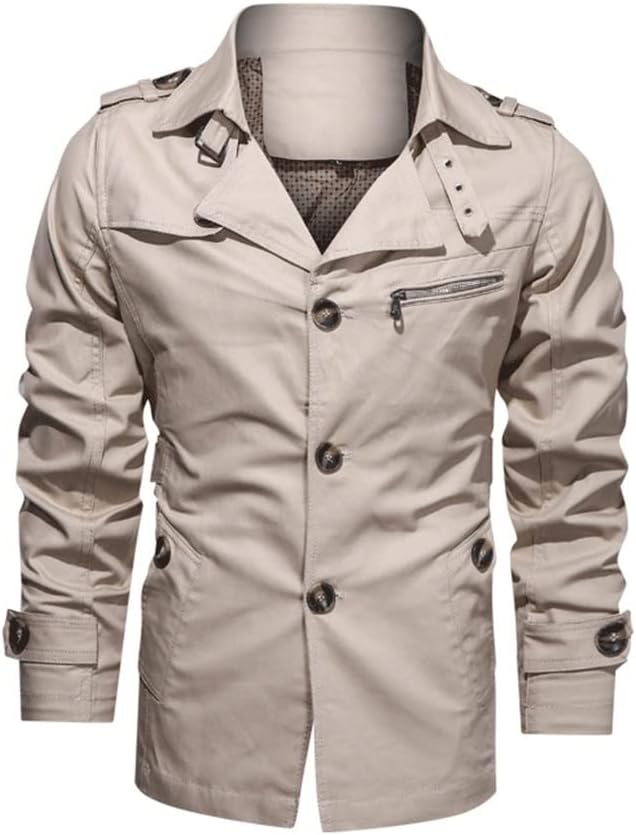 Lapel Mid-length Jacket Autumn Cotton Men's Casual Jacket Large Size Bomber Jacket Men(3X-Lcode)