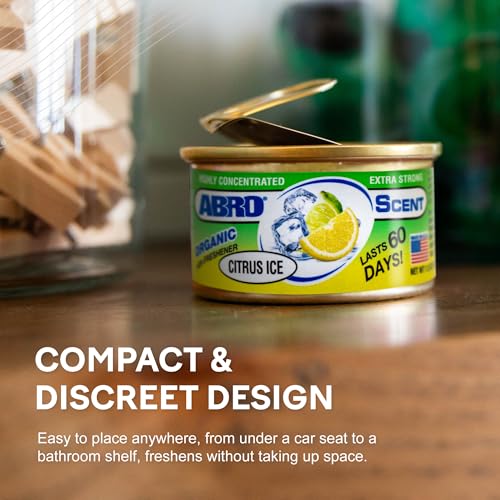 Image of ABRO Car Air Fresheners: Canned, Spill Proof Airfreshener for Home, Office, or Car Accessories Interior, Lasts Up to 60 Days - 3 Pack Citrus Scent