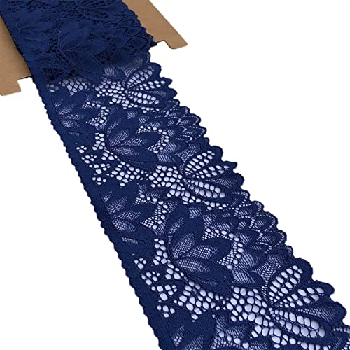Olive Lace Navy Blue 4 Inches Wide Stretchy Lace For Bridal Wedding Decorations , Sewing Diy Making And Diy Crafts- 5 Yards (7604 Navy) #TOP23