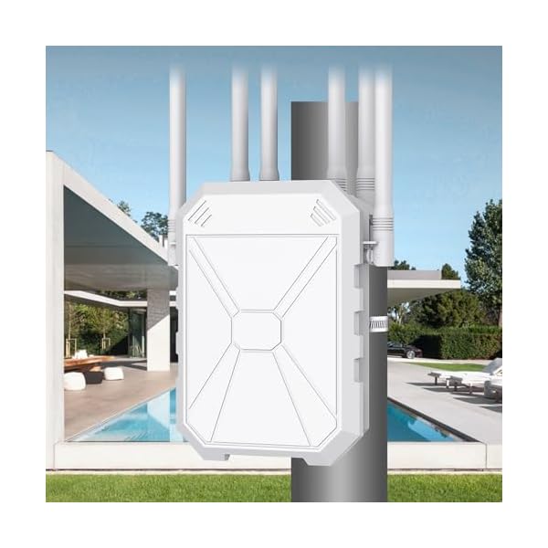 AX3000 Outdoor WiFi Extender, Dual Band 5G+2.4G Outdoor Long Range Extender Signal Booster with POE, Wi-Fi 6 Wireless Access Point, Wireless Outdoor Repeater, Compatible Starlink for Farm Camping RV