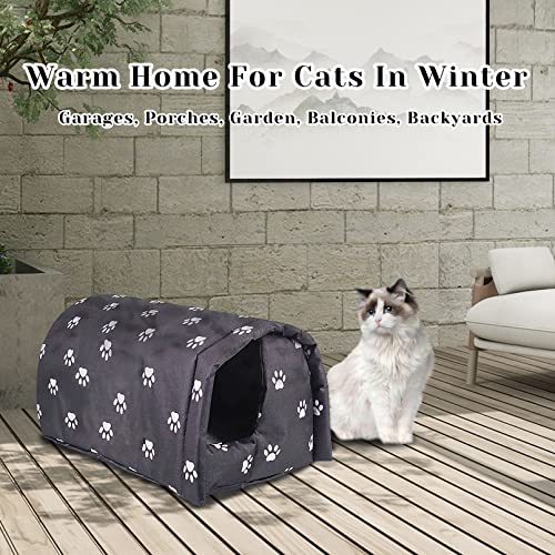Stray Cats Shelter, Waterproof Outdoor Cat House Foldable Warm Pet Cave For Winter Wild Animal Tent Bed Anti-Slip Kitten Cave For Feral Cat Dog Puppy Weatherproof Black (M:17.7"×15.7"×13.7") #TOP3