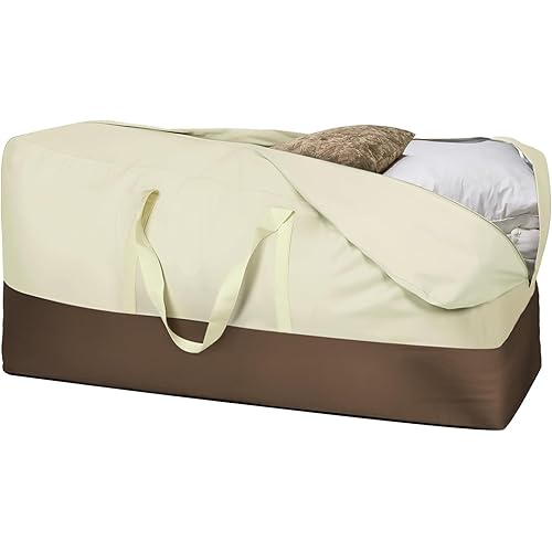 Cushion Storage Bag 420D Waterproof Outdoor Cushion Storage Bag 68" L x 30" W x 20" H Extra Large Patio Cushion Storage Bag with Handle and Zipper (1 Pack, Beige)