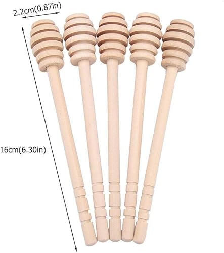 Miniatura 2 de TOPINCN Mermelada de madera Miel Dippers Stick Jarabe Cuchara Dip Drizzler Abeja Mermelada Servidor Agitador Varilla Agitador Utensilios de cocina