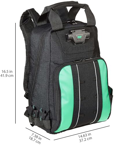 Image of Amazon Basics Tool Backpack with LED Light, 55 Pockets, Padded Shoulder Straps, Tool Storage Bag, Black