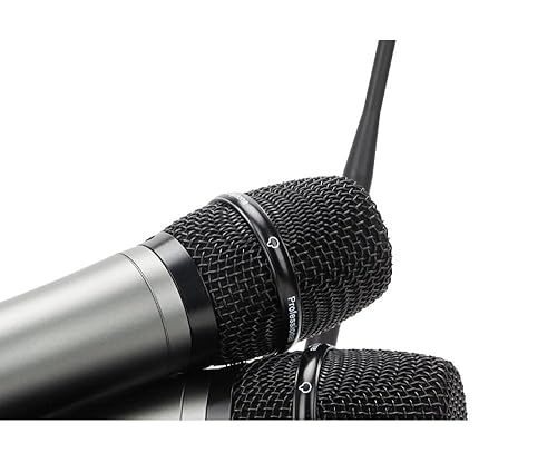 BASN UHF Dual Channel Wireless Microphone System, Handheld Mics for Stage, Karaoke, Weddings, DJ, and Events (White