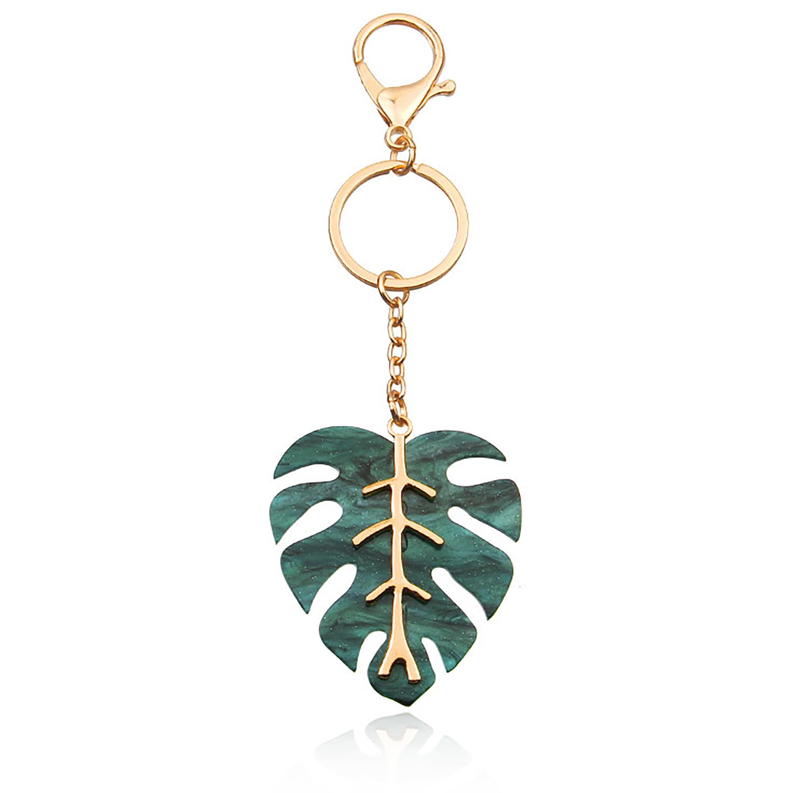 PMELCXD Keyring Green Leaf Pendant Keychain,Leaf-shaped metal keychain, car pendant key pendant, suitable for gift-giving decoration keychain