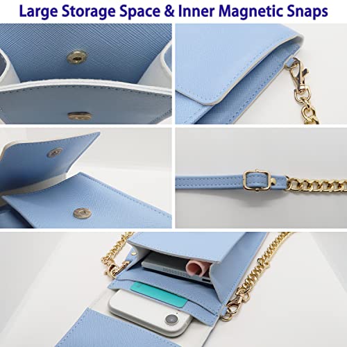 Ansxiy Blue Cell Phone Purse,Touchscreen Phone Purse, Cellphone Crossbody With Metal+Pu Shoulder Strap, Waterproof Crossbody Phone Wallet Case With Clear Window Up To 6.7" Phone, Mobile Phone Purses #TOP4