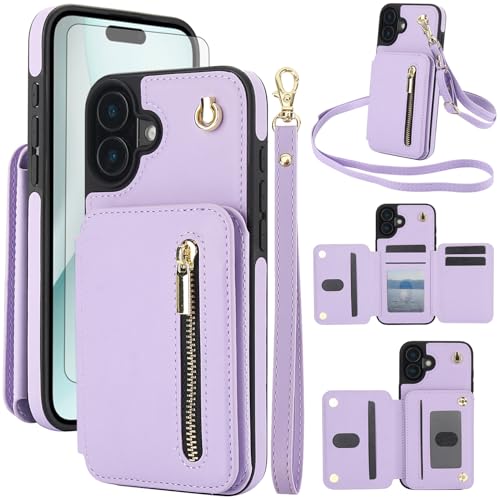 Coque iPhone 16 protège écran et étui zippé anti-rayures pour i16