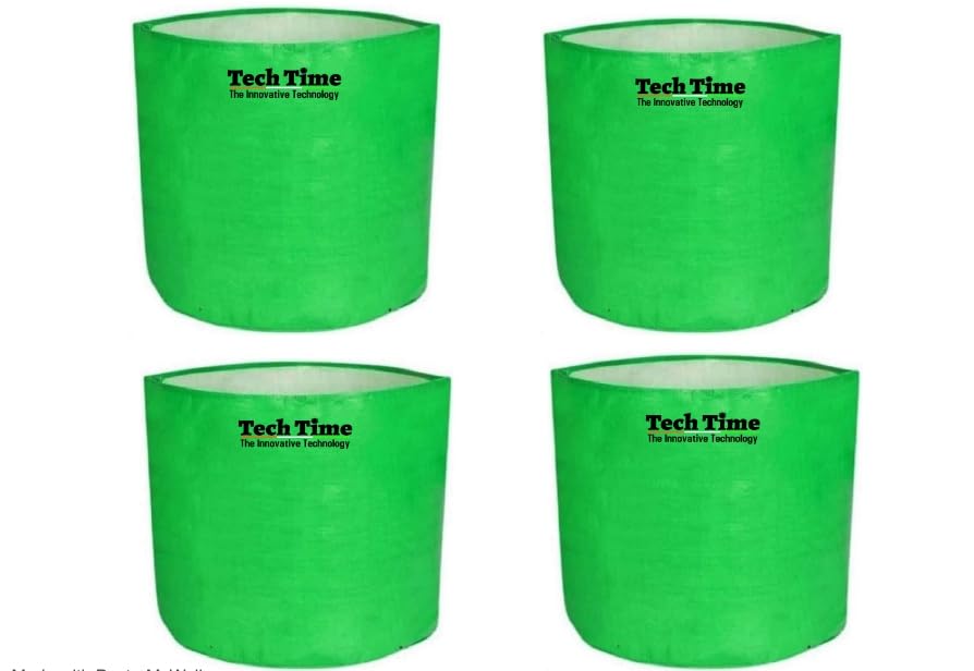Tech Time HDPE UV Protected 260 GSM Round Green Colour Plants Grow Bags Suitable for Terrace and Vegetable Gardening (Size: 6X6, Pack of 4) (B0D8L493TX) Amazon Price History, Amazon Price Tracker