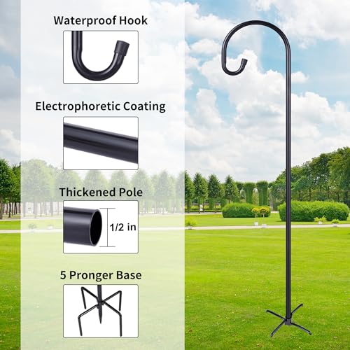 Image of Ottsuls Shepherd-Hooks Adjustable for Bird-Feeder Lantern Plant-Hook Garden-Stake - Plant Stand Hanger for Outdoor Flower Basket, Bird Feeder Hanger Weddings Decor