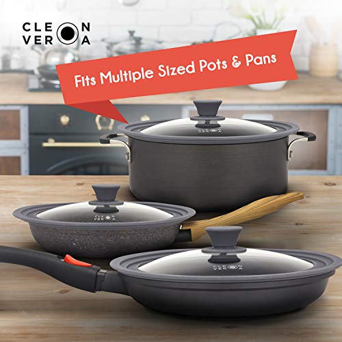 Cleverona Clever Lid - Universal Pan Lid - Medium fits 7/8/8.5 inch pans - Dark Grey - Thumbnail 3