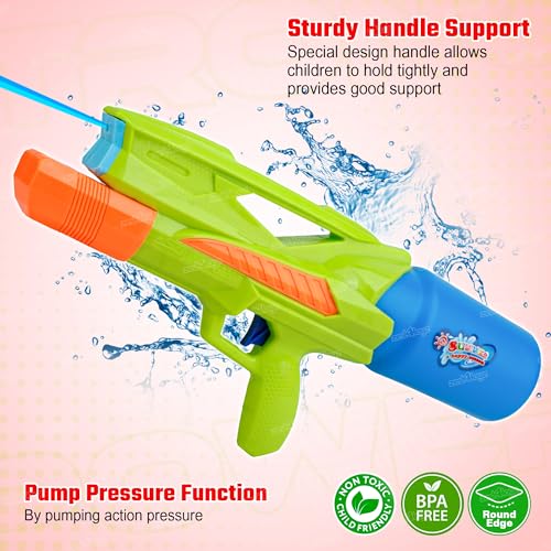 Image of Zest 4 Toyz Holi Pichkari Water Gun for Kids High Pressure Pump Action Water Gun Holi Combo 1 Pkt Holi Color and 100 Balloons for Holi Summer Celebration for Boys and Girls- Assorted