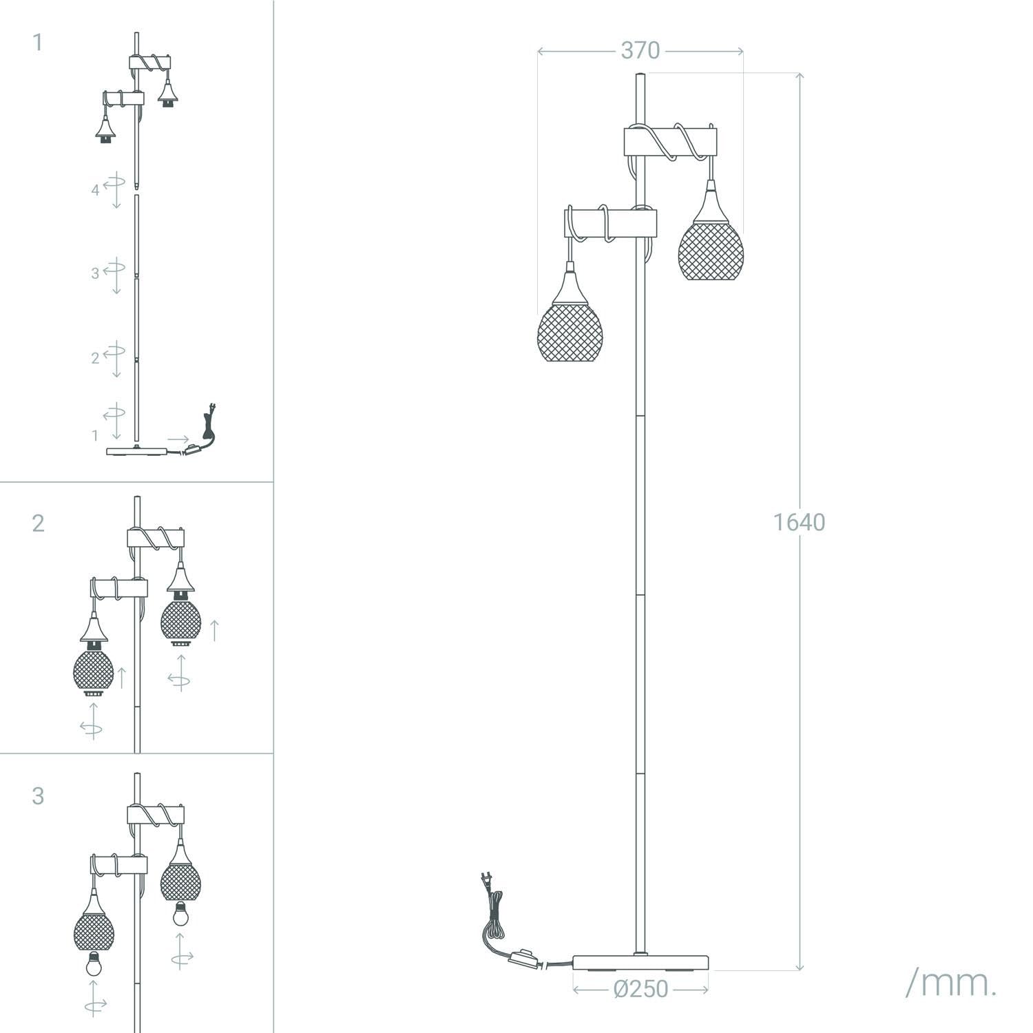 LEDKIA Lámpara de Pie Aluminio y Madera Monah Blanco | Diseño Moderno | Soporte E27 para Bombilla LED | Uso Interior IP20 | Madera y Aluminio | Salón y Dormitorio
