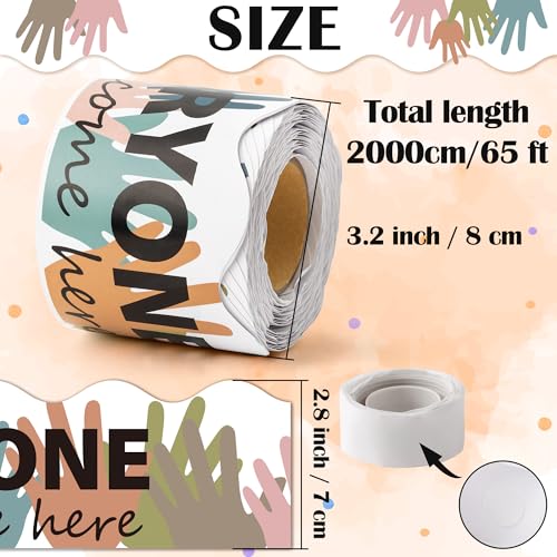 Image of BeYumi Boho Diversity Border Trim - 65ft Back to School Everyone is Welcome Here Rolled Border Trim Multicultural Equality Inclusive Bulletin Board Classroom Chalkboard Kindergarten Elementary Decor