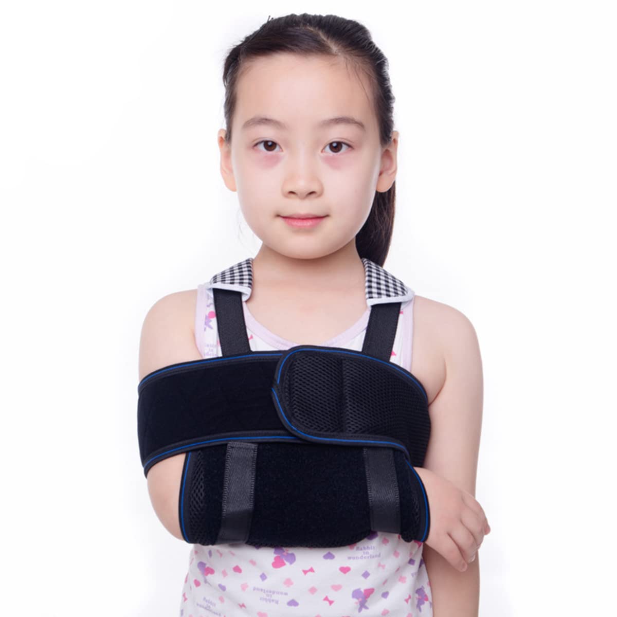 N A Arm Sling Support for Kids, Breathable Mesh Medical Sling Immobilizer Elbow Arm Support Shoulder Injury Sling with Adjustable Strap for Broken Elbow, Wrist, Arm,Black,Small