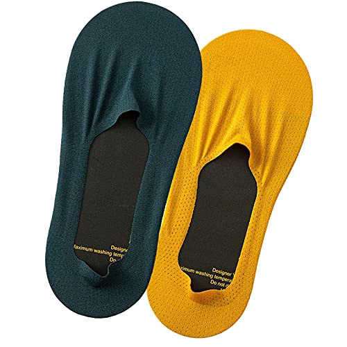 MYYNTIMen and Women Ice Silk Breathable Invisible Non-Slip Low Cut No Show Boat Socks Size_Free Color_Multicolor 2 Pair of Socks