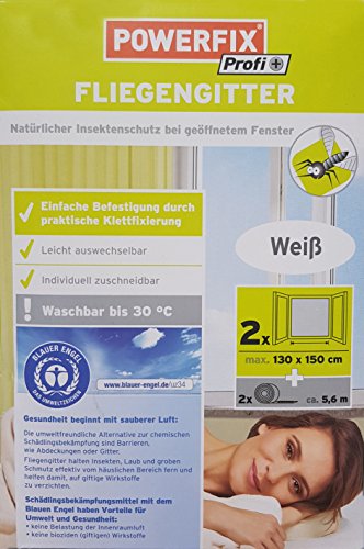 Preisvergleich Produktbild POWERFIX® 2x Fliegengitter (Weiß) 130 x 150 cm inkl. Klebeband