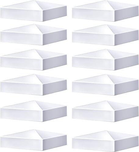 Miniatura 6 de Taiyin 24 Piezas Tapas Superiores de Poste de Vinilo PVC Blanco en Forma de Pirámide, Tapas de Poste para Valla y Terraza para Postes de Valla