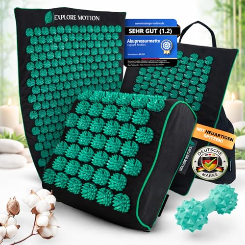 Explore Motion® Original Akupressurmatte 6in1 Premium-Set aus Naturfasern - Rücken-...