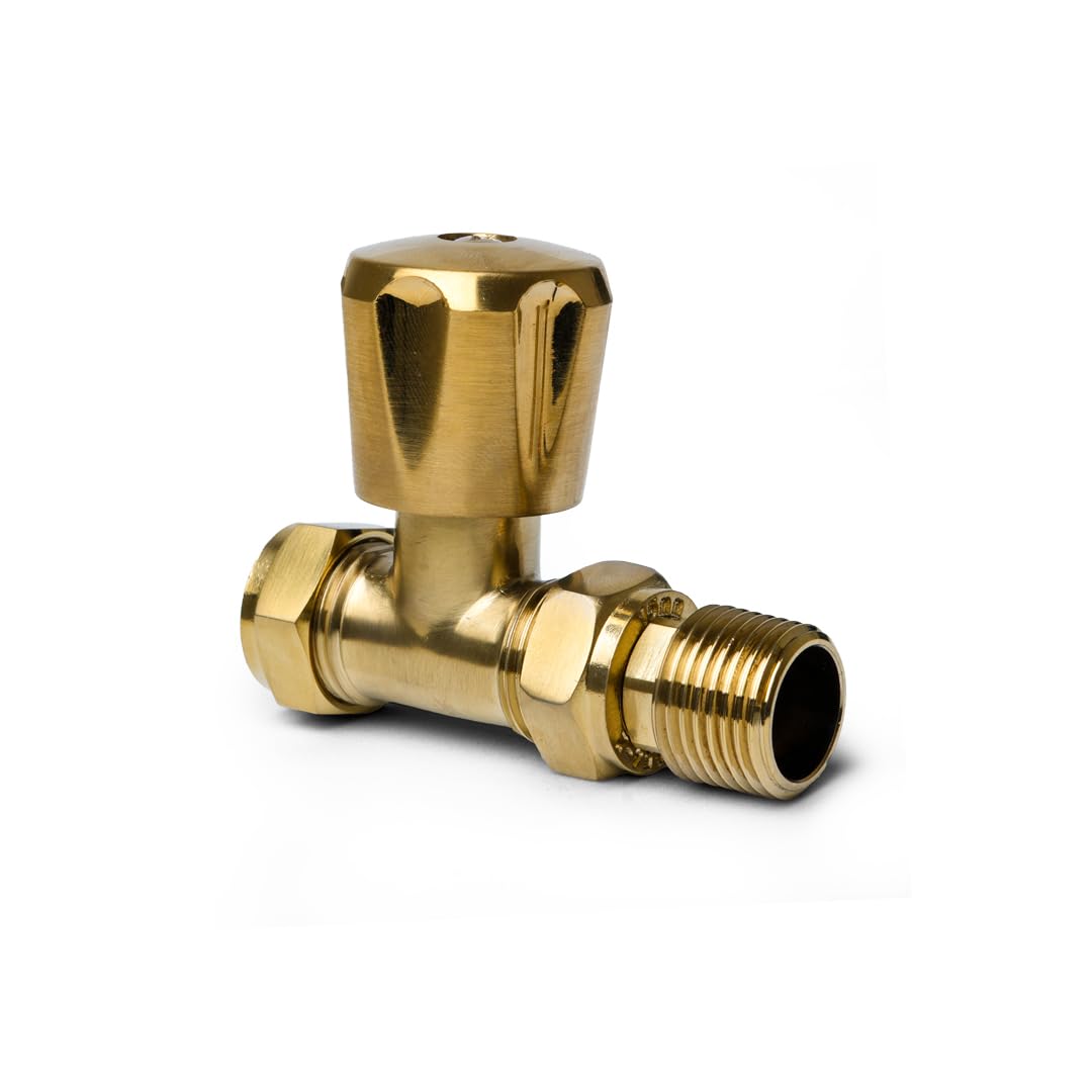 Coppia di valvole termostatiche dorate per termosifone, design moderno, design moderno, 15 mm, set da 2