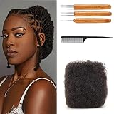 Cosrtemilocs Afro Kinky Bulk Human Hair 8 Inch Pack of 2 100% Natural Braiding Hair for Dreadlocks Locs Repair Extension Twists Braids with Crochet Hook and Comb