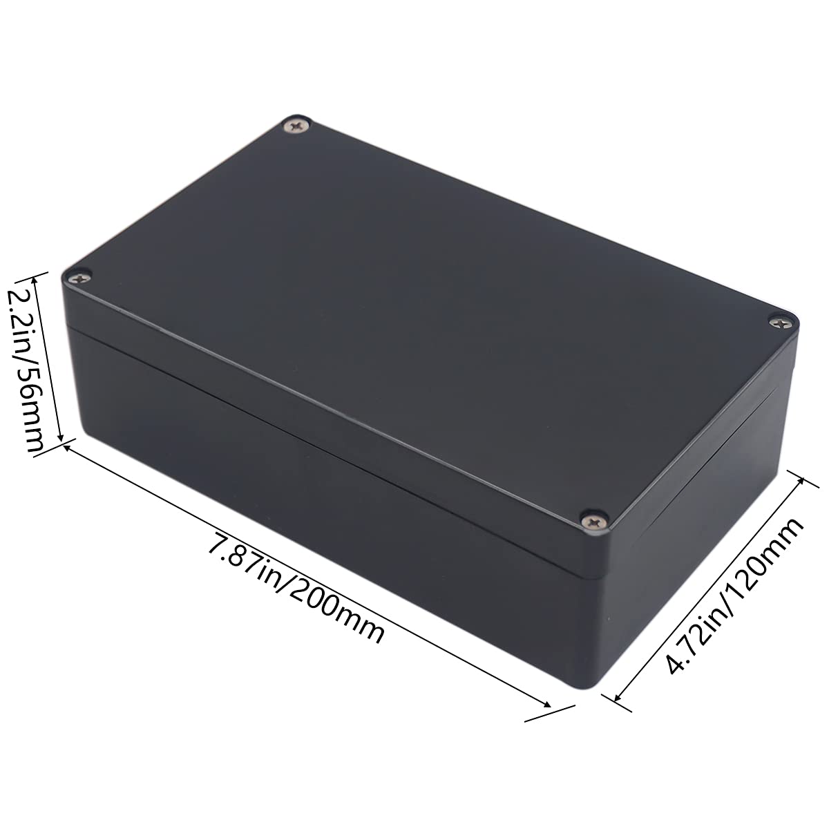 Otdorpatio Project Box IP65 Waterproof Junction Box ABS Plastic Black Electrical Boxes DIY Electronic Project Case Power Enclosure 7.87x4.72x2.2 inch (200x120x56 mm)