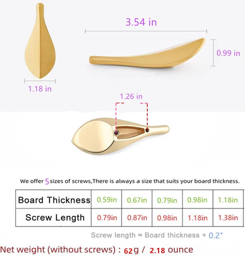 10 Pcs Leaf Shape Solid zinc Alloy Cabinet Pulls Handles Knobs,Heavy Solid Leaves Tree Branch Drawer Knobs pulls Handles for Door (Gold)