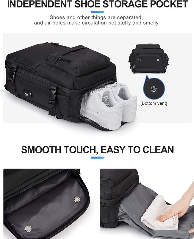 The Purple Tree Multifunction Waterproof Laptop Travel Backpack with Shoe Compartment, Shoulder Bag, 35 L Laptop Backpack with USB Charging, Flight Cabin Backpack, Antitheft Zipper Bag - Image 7 thumbnail
