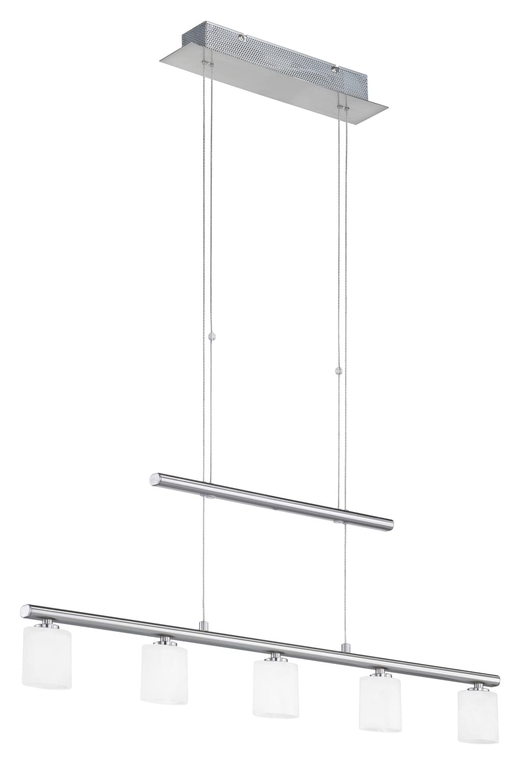 Paul Neuhaus LED-Pendelleuchte Silber Glas:Weiß, 5-flammig | 80 x 120 cm, höhenverstellbar
