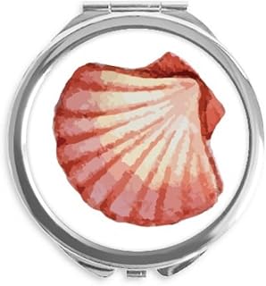 Scallop Marine Life Red Illustration Hand Compact Mirror Round Portable Pocket Glass