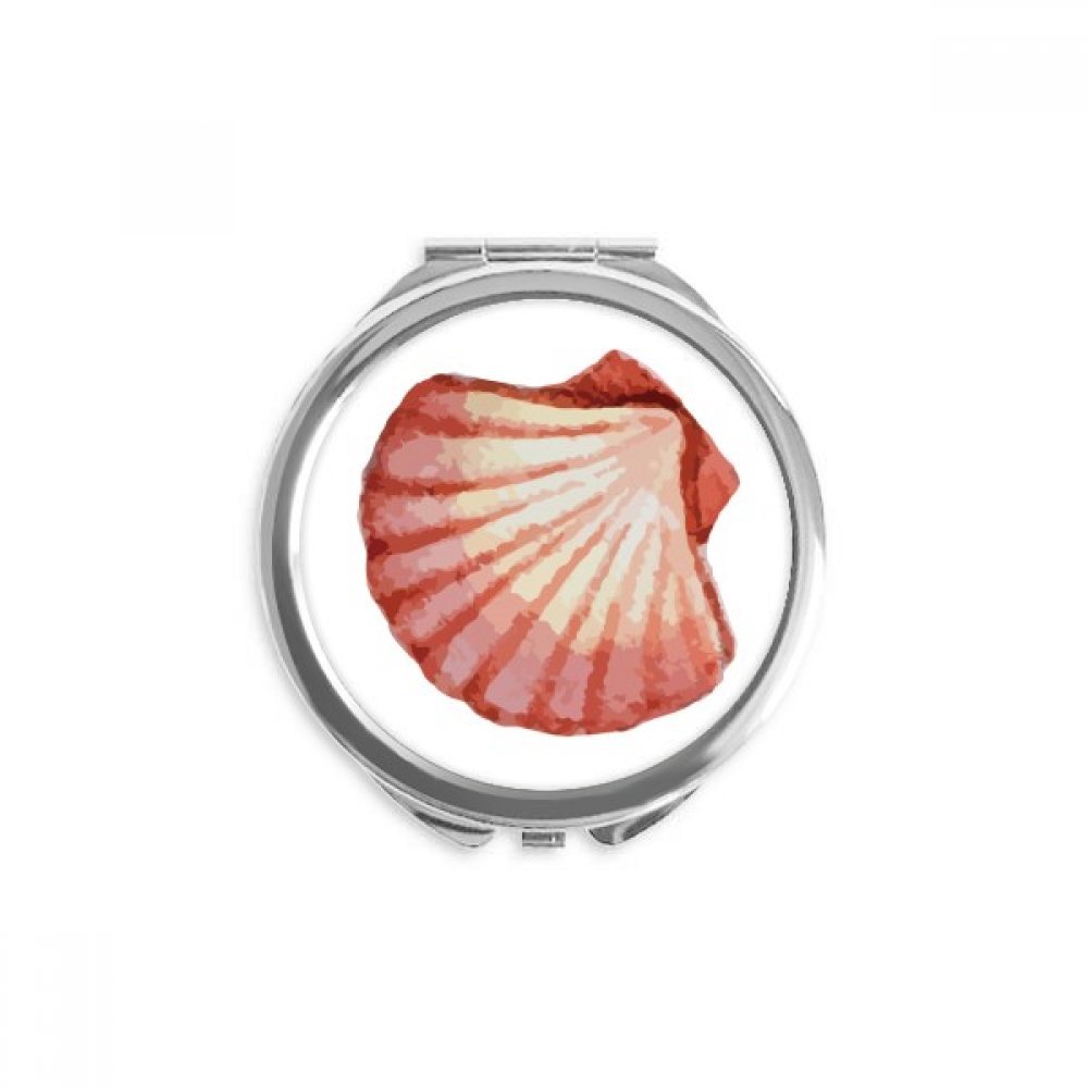 Espejo redondo portátil de bolsillo para maquillaje con diseño rojo de vieira de vida marina 5