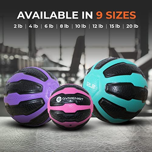 GYMENIST Rubber Medicine Ball with Textured Grip, Available in 9 Sizes, 2-20 LB, Weighted Fitness Balls,Improves Balance and Flexibility - Great for Gym, Workouts, (10 LB (Red- Black)) - Thumbnail 5