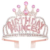 Birthday Prinzessinnen Krone,Geburtstag Kronen Mädchen Stirnband,Krone Damen Tiara,Kristall Strass Geburtstagskrone,Kronprinzessin Party Zubehör für Frauen Mädchen Geburtstag Party Gefälligkeiten Deko