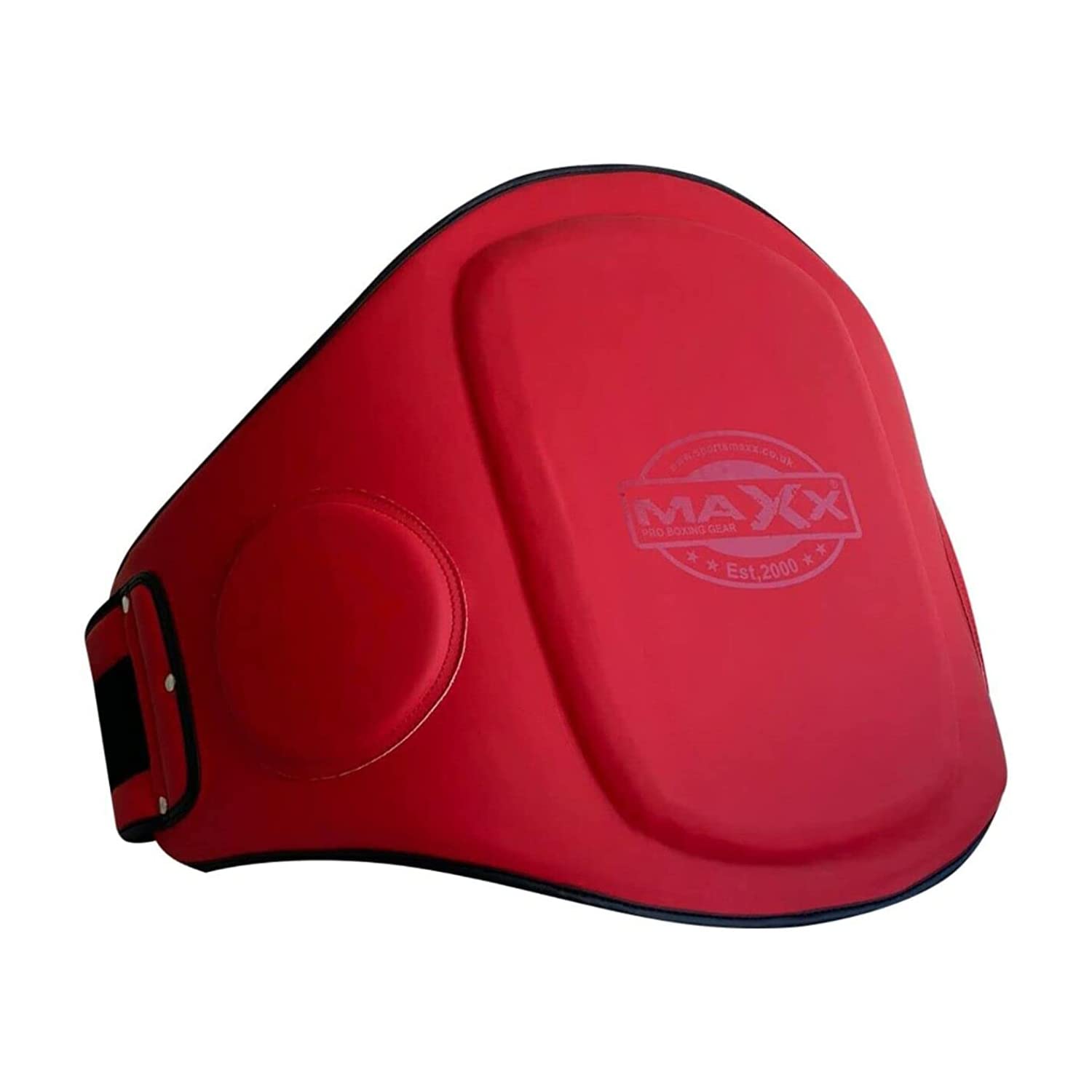 MAXX REX LEATHER BELLY PAD BELT PROTECTION BOXING ARMOUR GUARD MMA FAT BURN HEAVY (Full Red)